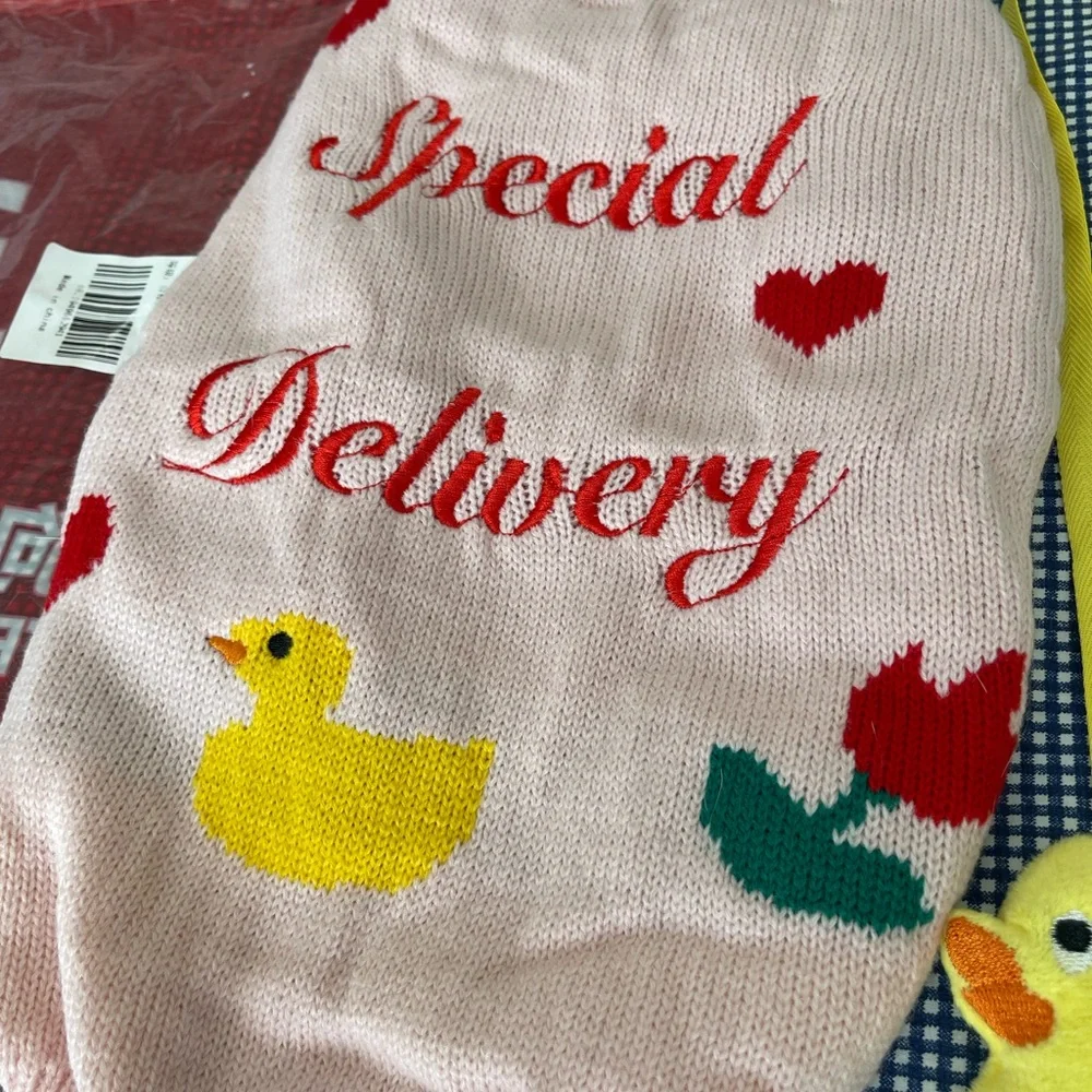 Cute Pink Pet Sweater with Duck Design